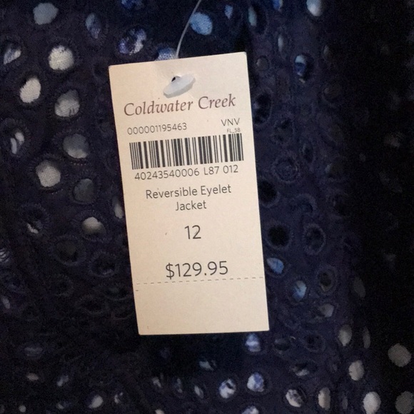 Coldwater Creek reversible navy eyelet jacket NWT - Picture 5 of 5